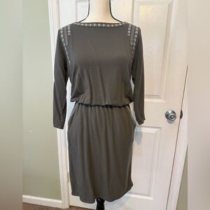 Garnet Hill Grey Long Sleeve Dress